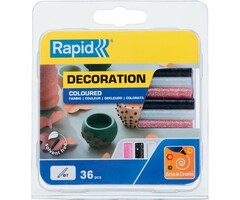 Rapid Rapid 5001422 Klebestifte - Weiß/Schwarz/Rosa Glitzer - Ø7x90mm (36Stk.)