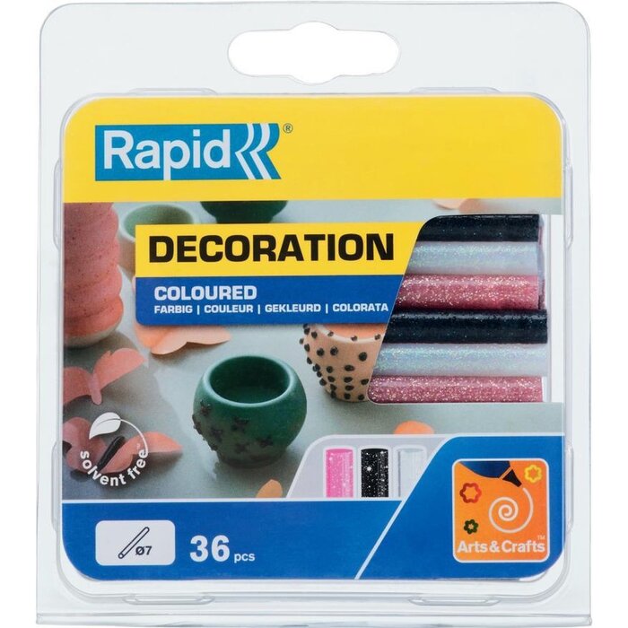 Rapid Rapid 5001422 Lijmpatronen - Wit/Zwart/Rose Glitter - Ø7x90mm (36st)