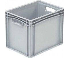 Caisse en plastique avec côtés fermés et 2 poignées 400x300x320 mm