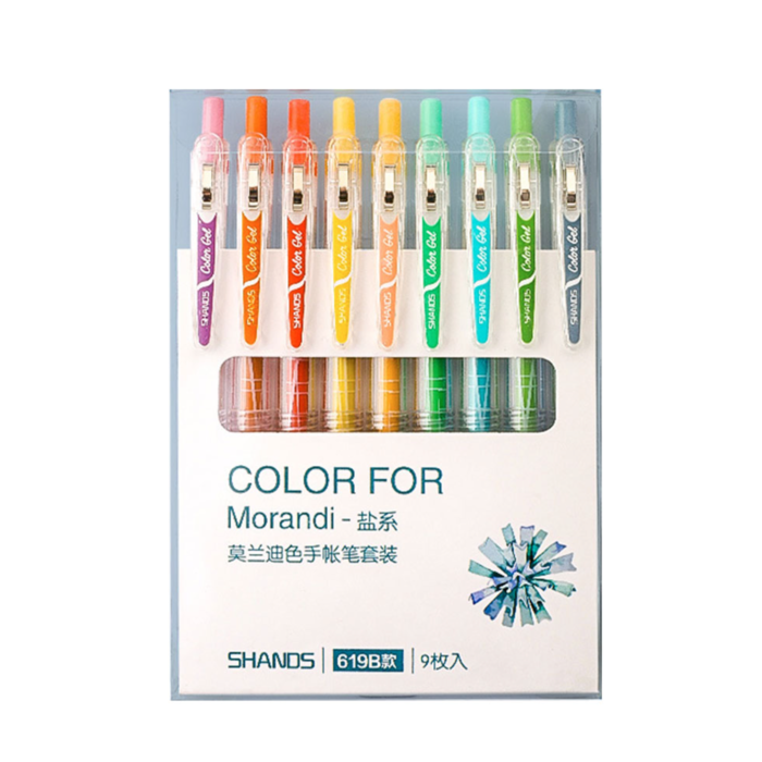 Set van 9 verschillende kleuren gelpennen - light