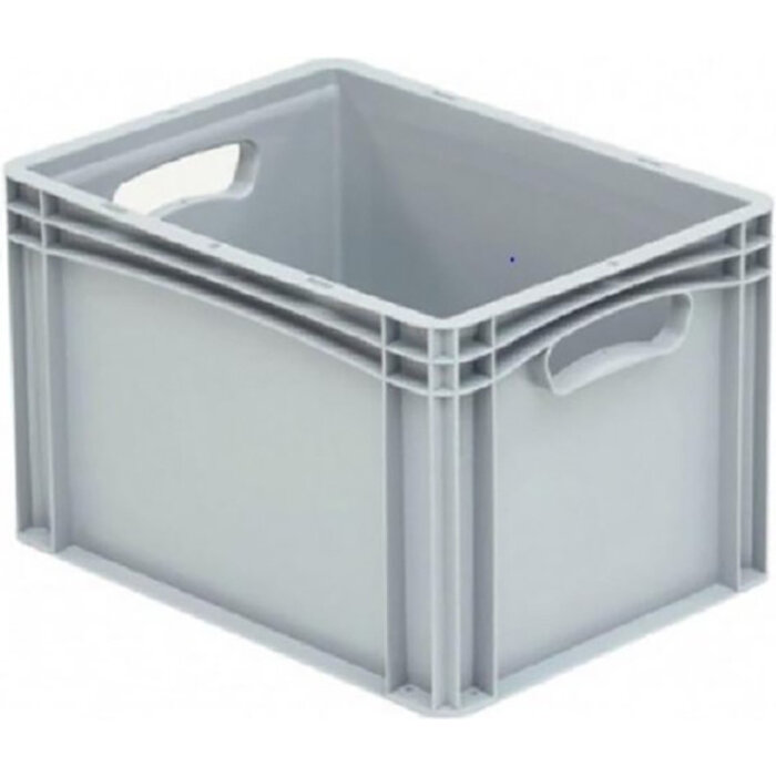 Caisse en plastique avec côtés fermés et 2 poignées 400x300x270mm
