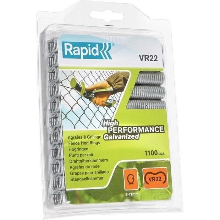 Rapid Rapid VR22  gaasklem  of hekwerk nieten - verzinkt - 1100 nietjes