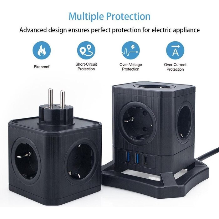 Power Tower Bloc d'extension Power Tower avec 9 prises, 2 ports USB-A et 1 port USB-C