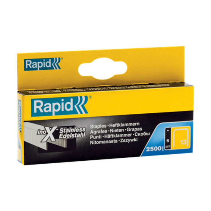 Rapid Rapid Non. 13 agrafes fil fin inox 6 mm 2500 pièces