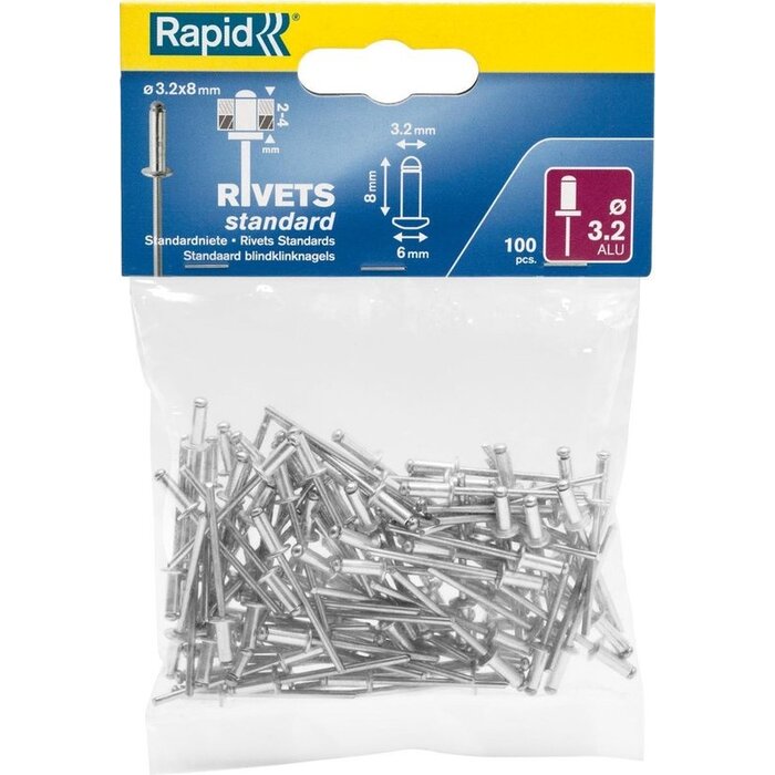 Rapid Rapid blindklinknagel aluminium 3,2 x 8 mm 100 stuks