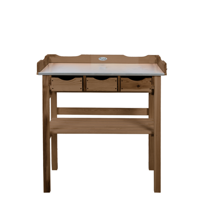 Esschert Design Table de rempotage Dutchlander avec 3 tiroirs marron