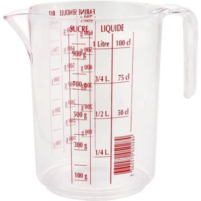 Power Tower Maatbeker 1 liter transparant kunststof - Keuken accessoires en benodigdheden