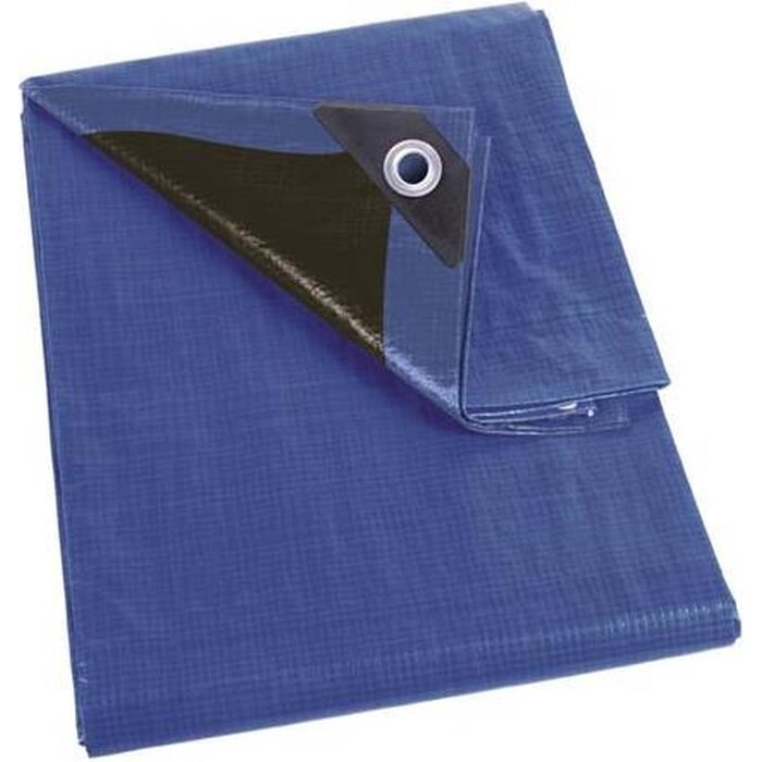 Perel Perel Plane, ultrastark, 10 Ringe, verstärkte Ecken, rechteckig, blau/schwarz, 180 g/m², 2 x 3 m