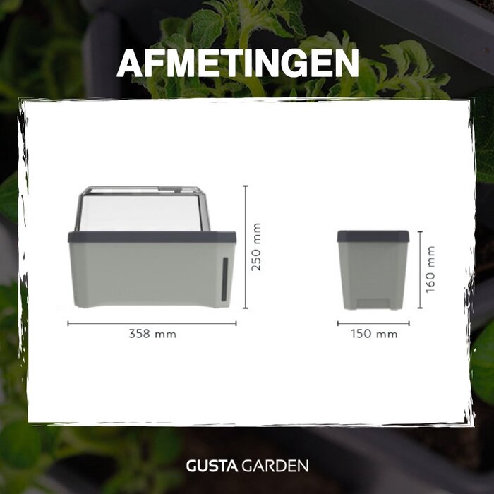Gusta Garden Gusta Garden Harry Herbs slimme kruidenbak met deksel, lichtgrijs