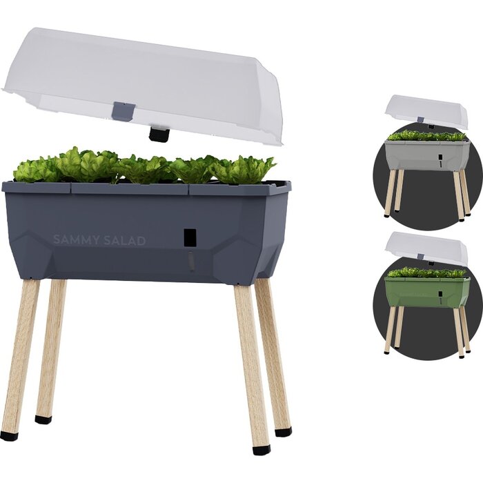 Gusta Garden Gusta Garden Sammy Salad kweekbak met watertank en deksel, Antraciet