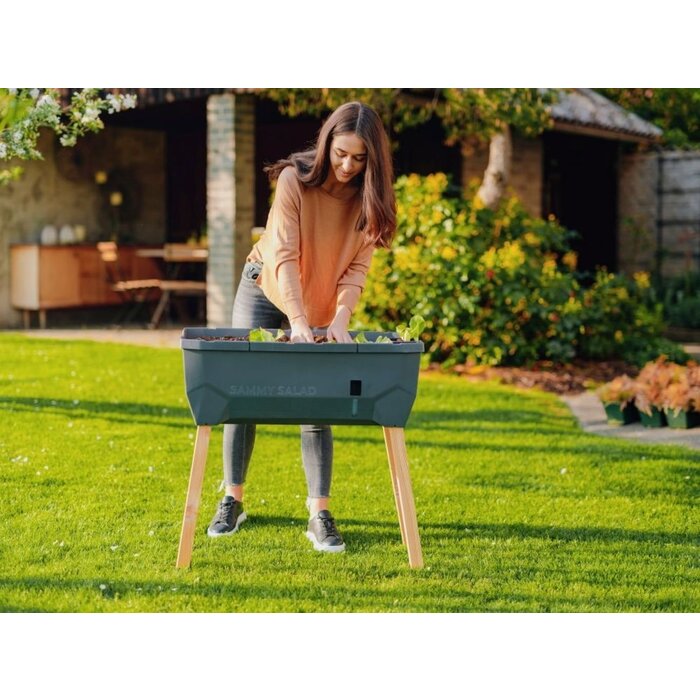 Gusta Garden Gusta Garden Sammy Salad kweekbak met watertank en deksel, Antraciet