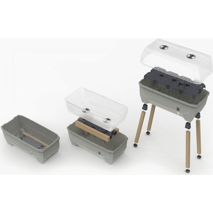 Gusta Garden Propagateur Gusta Gardende Sammy Salad avec réservoir d'eau et couvercle, Gris