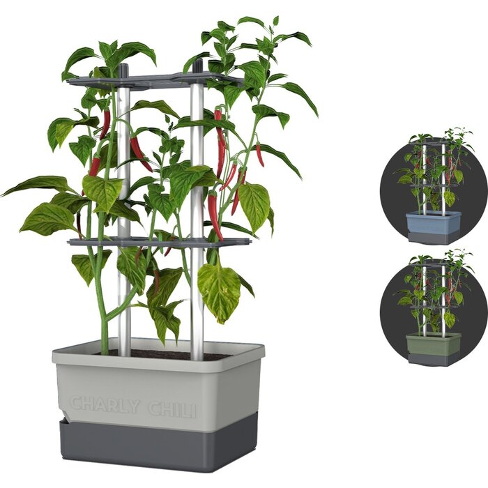 Gusta Garden Pot de culture de piments - Gusta Garden - Charly Chili - Bleu - 35 cm x 28 cm x 69 cm - 1230 g