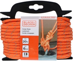 Black & Decker BLACK+DECKER Spantouw met Oproller - Sjortouw 20 Meter - 6MM - Nylon - Oranje