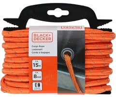 Black & Decker BLACK+DECKER Spantouw met Oproller - Sjortouw 15 Meter - 8MM - Nylon - Oranje