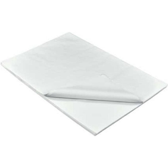 Papier de soie blanchi blanc 20 grammes. 50x75cm. 480 feuilles par boîte/paquet