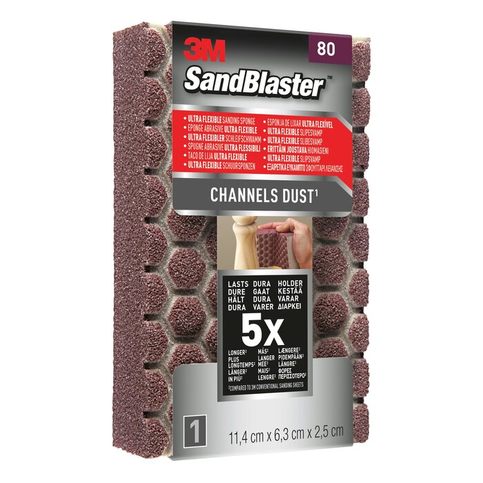 3M 3M™ SandBlaster™ Ultra Flexible Schleifschwamm 980SBE, P80, 11,4 x 6,3 x 2,5 cm,1 karte