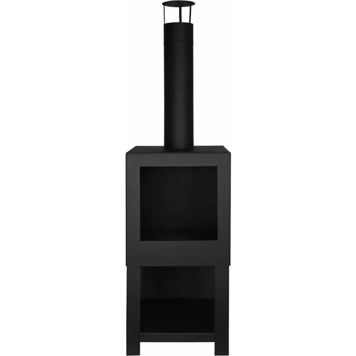 Esschert Design Esschert Design - Outdoor-Ofen mit Holzlager schwarz - Feuerstelle - Stahl - Schwarz