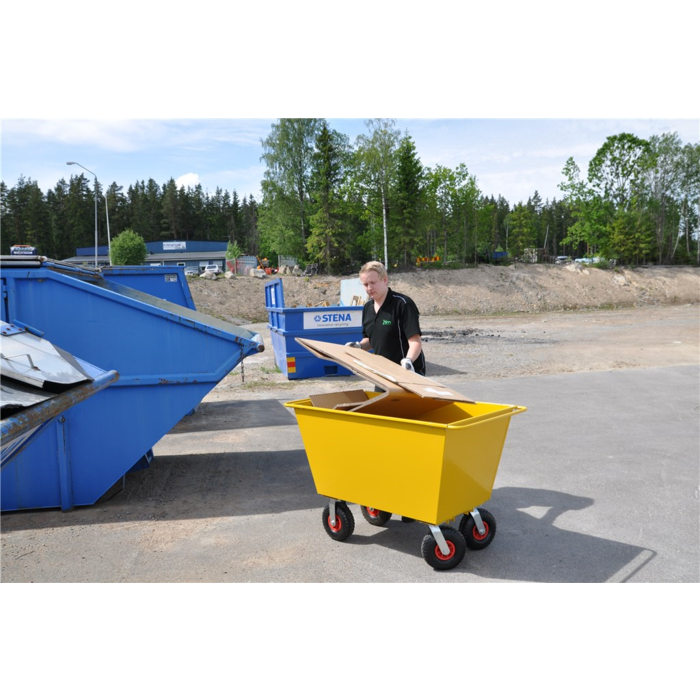 Kongamek Afvaltrolley metaal 200 L - geel - 200mm wielen
