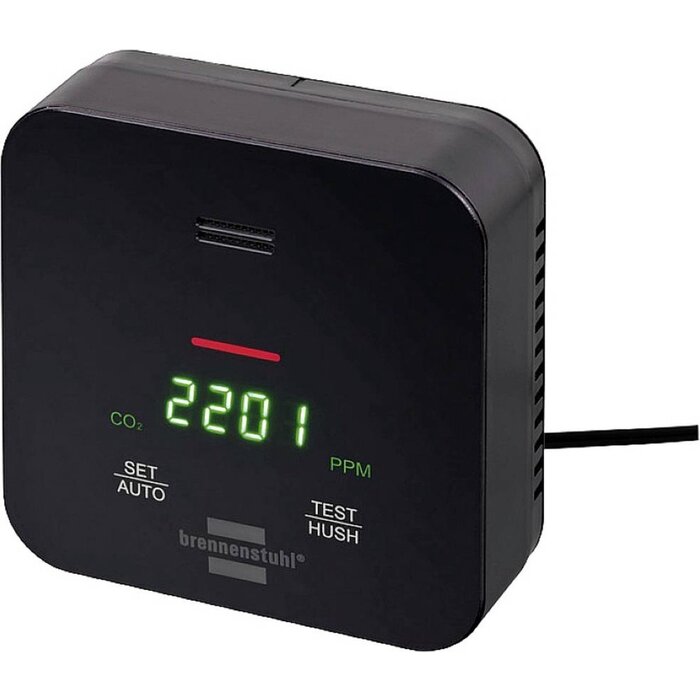Brennenstuhl Brennenstuhl CO2-Messgerät C2M L 4050 zur Überwachung der Luftqualität (mit CO2-Farbdisplay, Alarmsignal, Batteriebetrieb bis zu 12 Stunden, inkl. Netzteil)