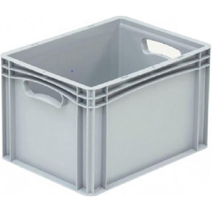 Caisse en plastique avec côtés fermés et 2 poignées 400x300x270mm