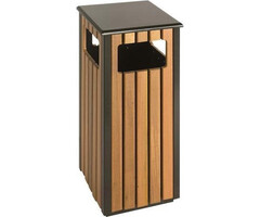 Vepabin V-Part Square Outdoor-Abfallbehälter Holzoptik / schwarz