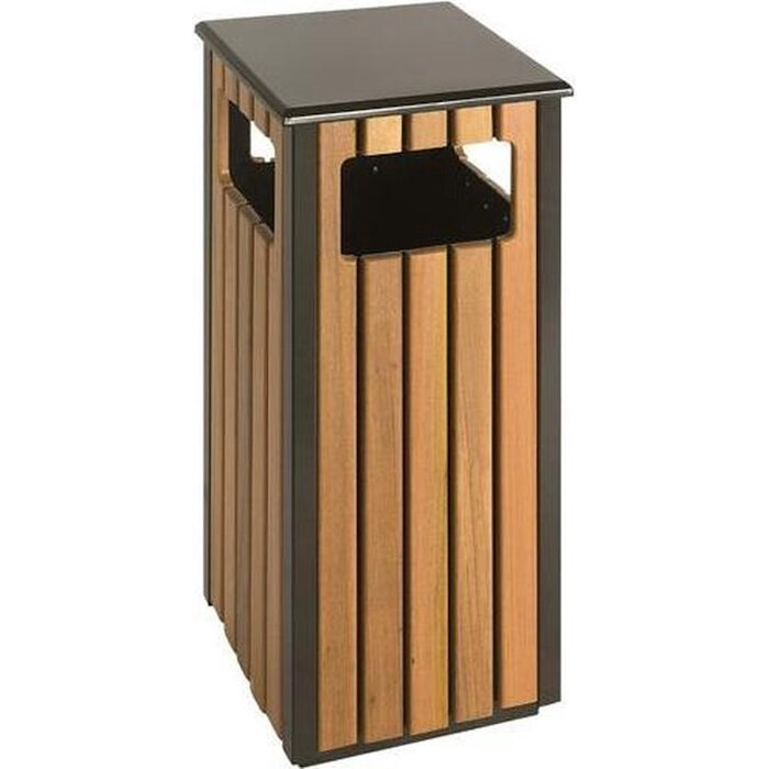 Vepabin V-Part Square Outdoor-Abfallbehälter Holzoptik / schwarz