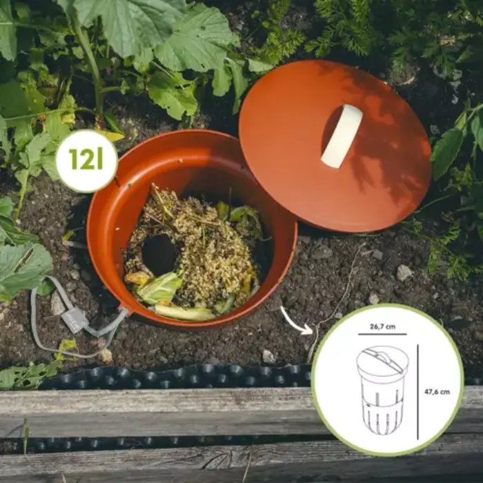 Power Tower Lombricomposteur à enfouir directement dans le sol Couleur terre cuite