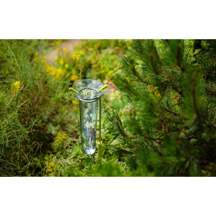 Regenmeter met roestvrijstalen pin en tijdverloopwijzer