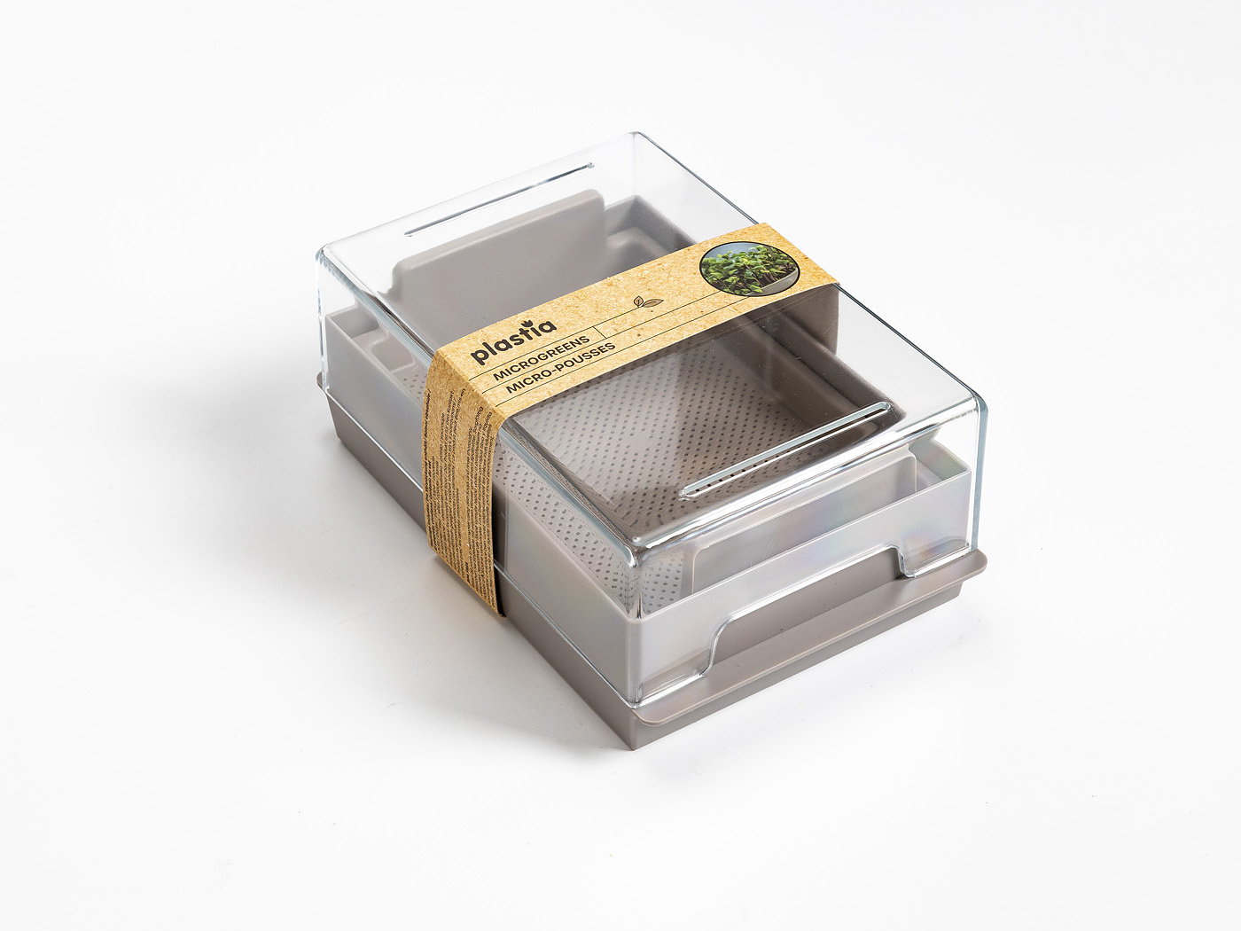 Microgreens-kiemgroente kweekbak economy Taupe