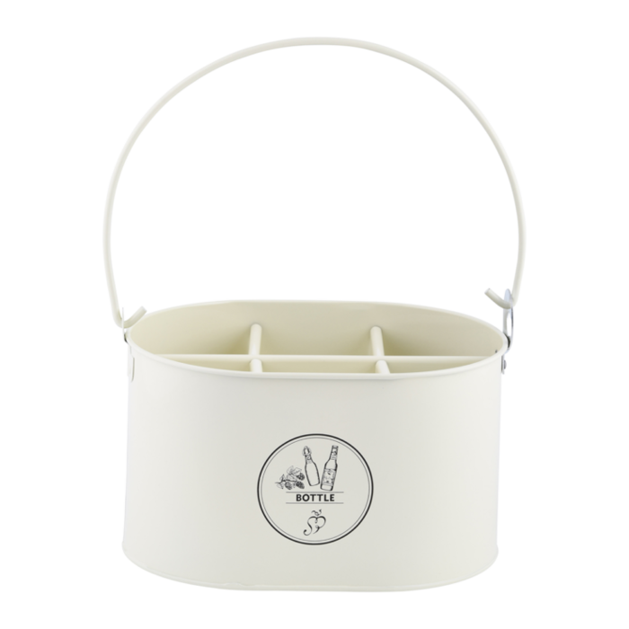 Esschert Design Casier à bouteilles avec décapsuleur - Blanc crème - pour 6 bouteilles