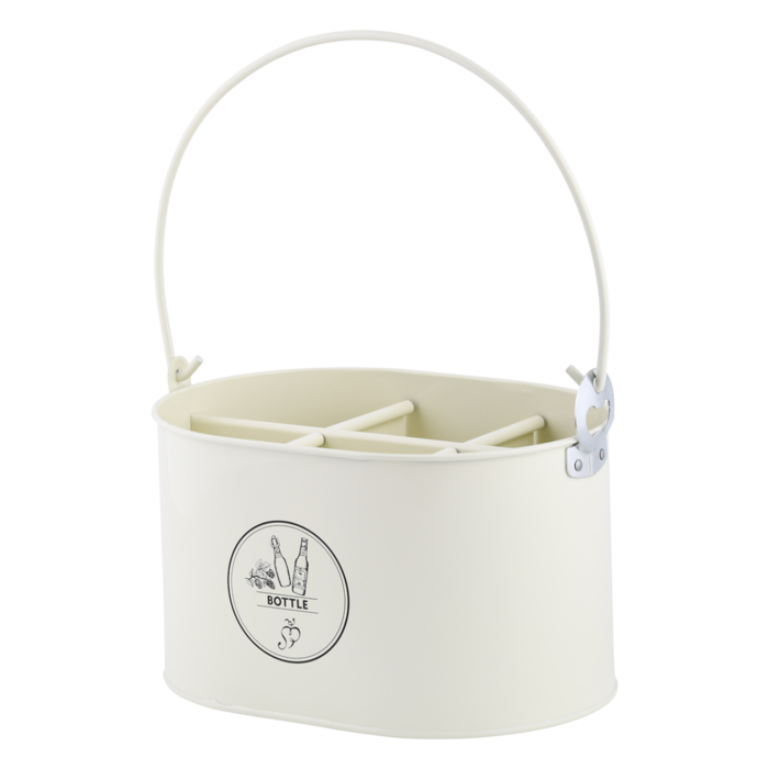 Esschert Design Casier à bouteilles avec décapsuleur - Blanc crème - pour 6 bouteilles