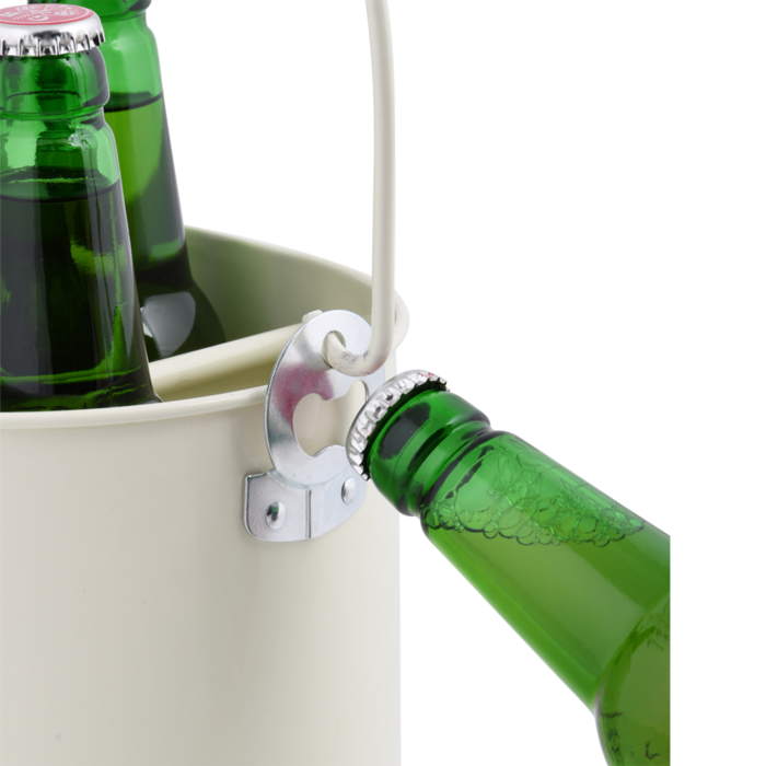 Esschert Design Flessenkrat met opener - Crème wit - voor 6 flesjes