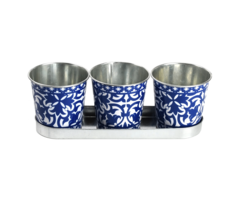 Esschert Design Portugese metalen bloempotjes op zinkentray