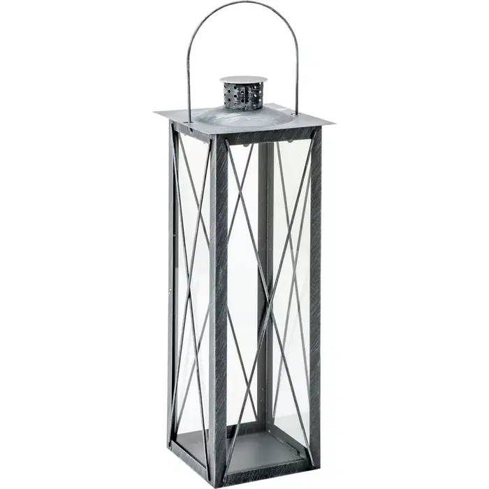 Esschert Design Oud zinken lantaarn met glas 45 cm hoog