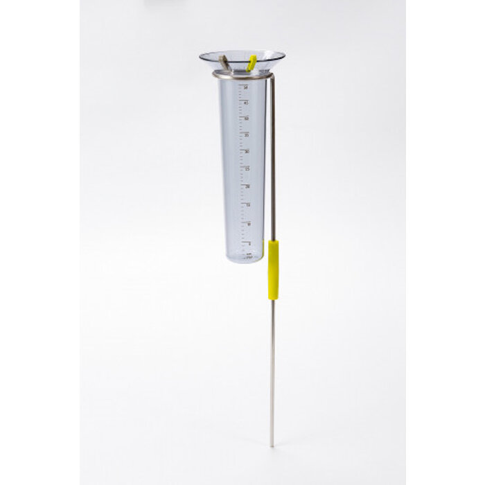 Regenmeter met roestvrijstalen pin en tijdverloopwijzer