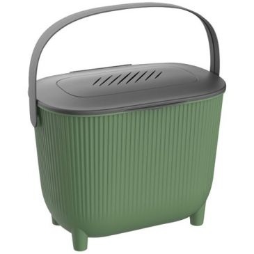 Power Tower EDA Compostemmer 10 Liter – Design Keukenafvalemmer met Deksel en Koolstoffilter – Cactus/Antraciet