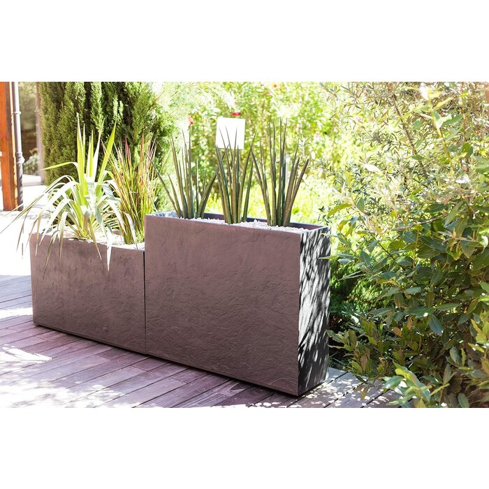 EDA Jardinière EDA rectangulaire Volcania Effet pierre Anthracite