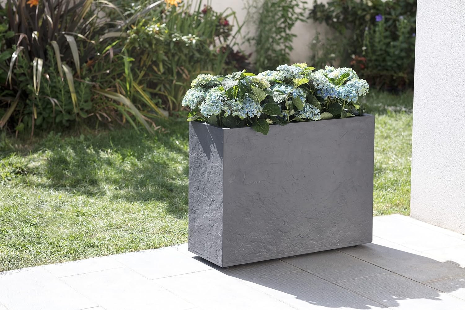 EDA EDA - plantenbak - rechthoekig - 78,5 x29,5 x 60 cm - 46 liter -Volcania Stone - effect grijs