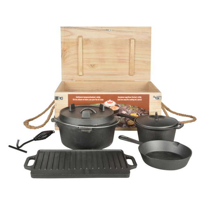 Esschert Design Esschert Design - 7 Delig Kampvuurkookset - Dutch Oven - Dutch oven - Staal -