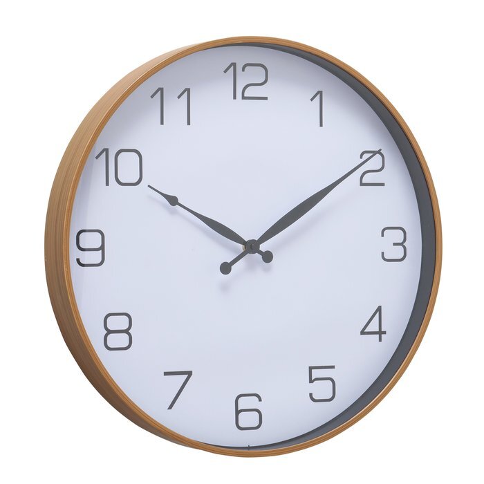 Perel Boltze Wanduhr Lugeo - Rund 50 cm - Analog - Braun/Weiß