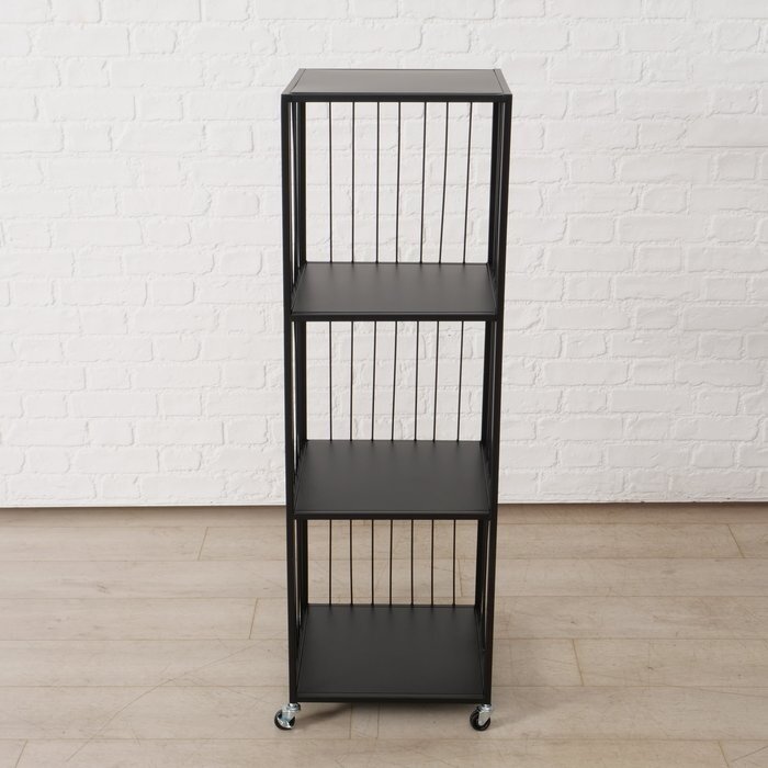 Boltze Armoire à étagères Cindy métal noir 119 cm de haut