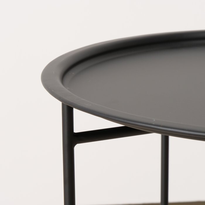 Table d'appoint Boltze Rocko métal noir 46 cm avec plateau