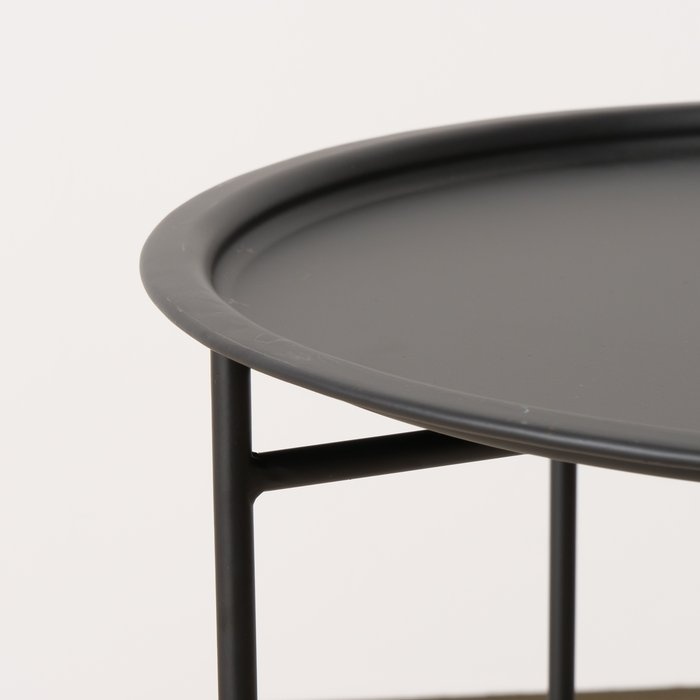 Boltze bijzettafel Rocko zwart metaal 46 cm inclusief dienblad