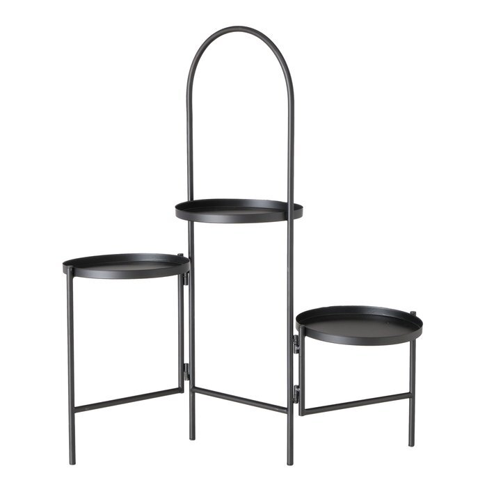 Boltze Mareta plantentafel met 3 plateaus zwart metaal