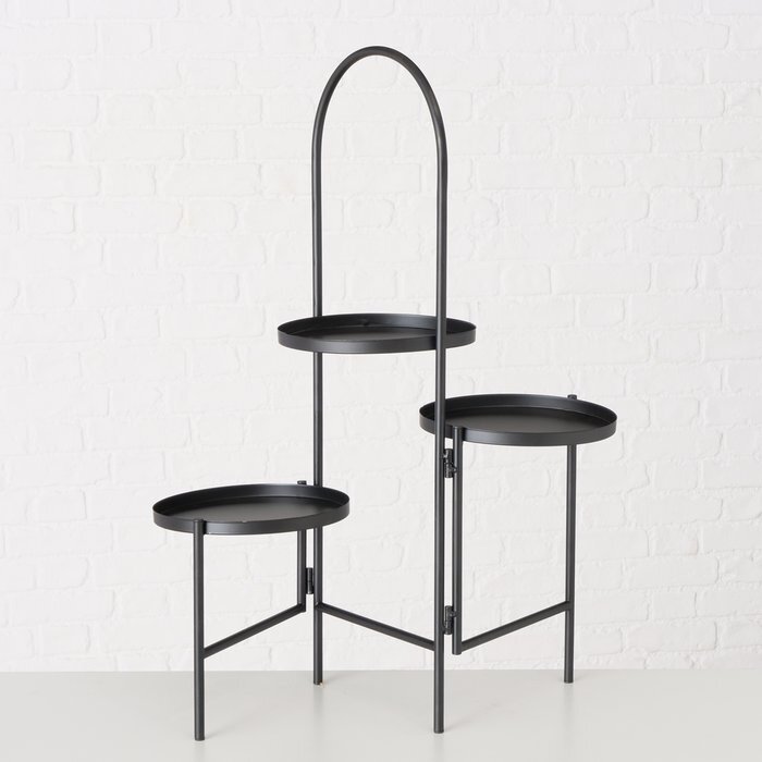 Boltze Mareta plantentafel met 3 plateaus zwart metaal