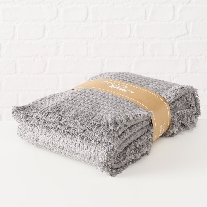 Boltze plaid Karma 100% katoen 170 x 130 cm grijs
