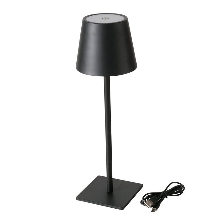 Boltze Tischleuchte Tendo schwarzes Metall 35 cm hoch wiederaufladbar