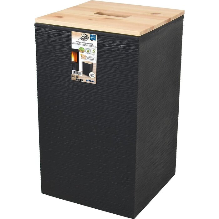 Power Tower EDA - Jura Montania STONE 36 L pelletbox - voor 20 kg pellets - zwart 29,5 x 29,5 x 50,6 cm