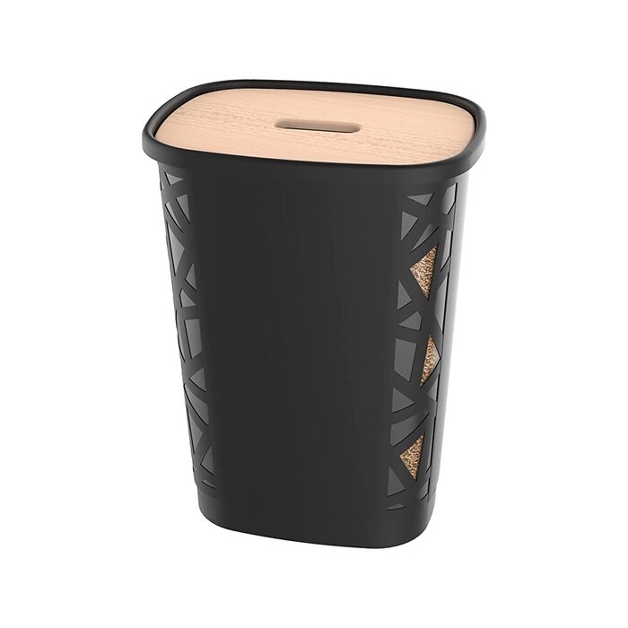 EDA EDA Stockage de granulés de bois XL avec couvercle - 70 litres - 45 kg - 66,4 cm de haut - Plastique